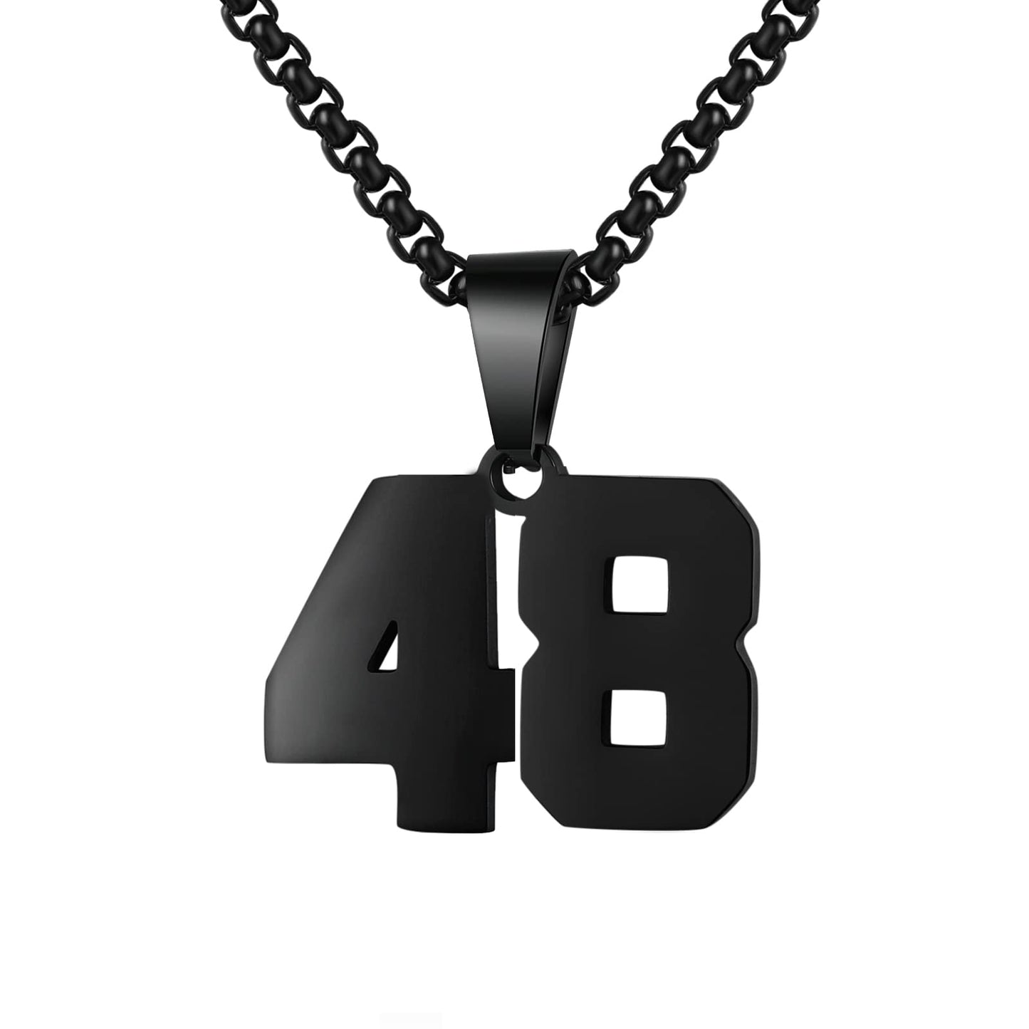 Number Necklaces Personalized Necklaces Black Initial Number Pendant Stainless Steel Chain Movement Necklaces for Men Women (48)