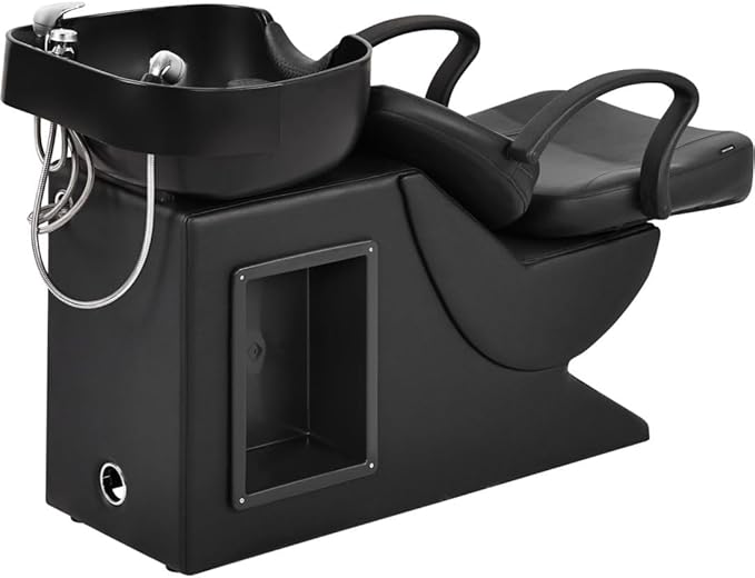 Shampoo Bowl and Chair Set for Salon 2PCS, Backwash Barber Chair,ABS Plastic Shampoo Bowl Sink Unit w/Storage Box for Beauty Spa Barbershop