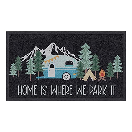 comfoyar Camper RV Door Mat, Home is Where We Park It Camping Door Mat for Campervan Caravan Motorhomes, Decorative Camp D...