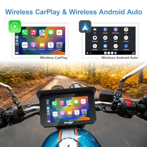 FancyTiger Motorcycle Carplay & Motorcycle Android Auto, 5 Inch IPS Motorbike GPS Touch Screen, Motorbike GPS Navigation S...