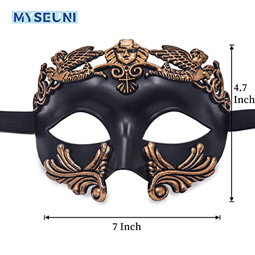MYSEUNI Masquerade Mask for Men - Roman Greek Mask - Venetian Half Face Mask for Mascarade Ball Mardi Gras Halloween Party