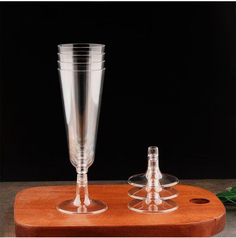 shanmeshan Champagne Flutes Plastic,100 Pack Wine Glasses,Disposable Champagne Glasses,5 Oz Clear and Pink Shot Cups,Chris...