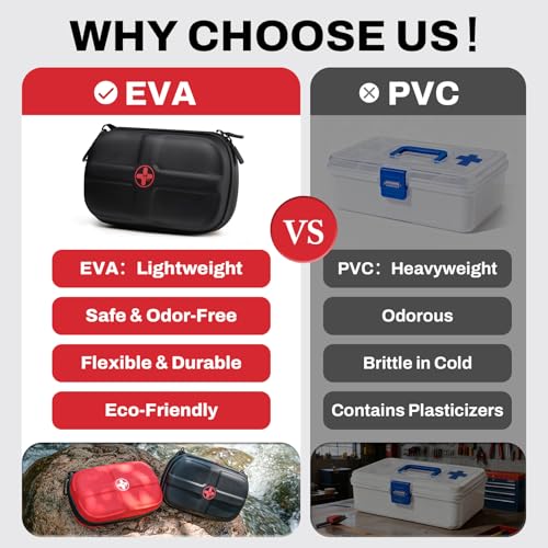 RHINO RESCUE EVA First Aid Kit, Small Waterproof Emergency Hiking First Aid Kit for Backpacking, Medical Kit for Travel, H...