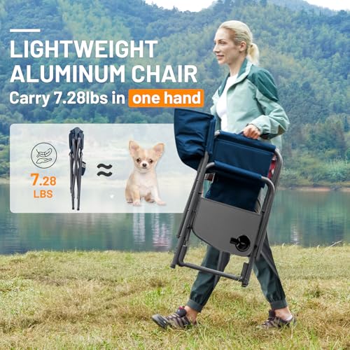 TIMBER RIDGE Aluminum Oversized Camping Chair, Lightweight Portable Directors Chair with Side Table Detachable Side Pocket...
