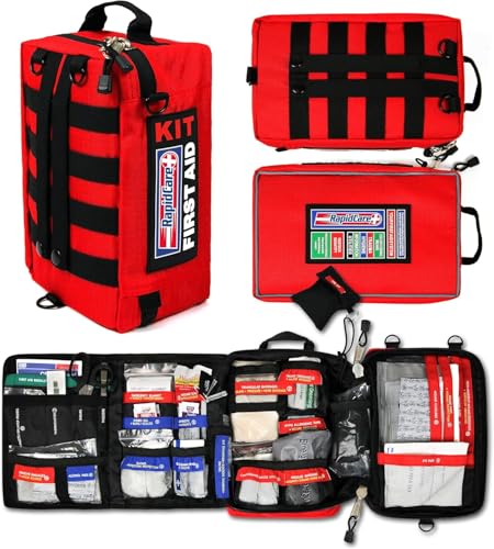 Rapid Care First Aid Kit – 300+ Piece Emergency Medical Kit with Bonus 95-Piece Travel Pack – Outdoor, Workplace, and Home...