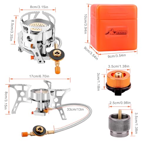 WADEO 3900W Windproof Camping Stove, Camping Gas Stove with Piezo Ignition, Backpacking Stove Portable Camping Stove with ...