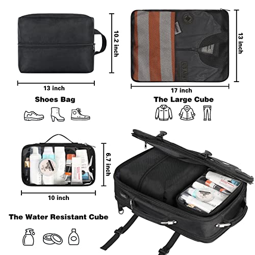 Carry on Backpack, Extra Large 50L Airline Approved TSA Travel Backpacks with 3 Packing Cubes for Women Men, USB Charging ...