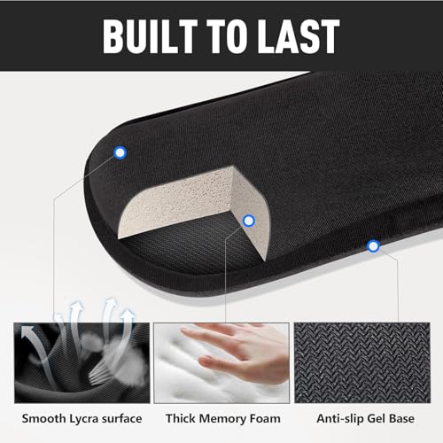 Gimars Upgrade Enlarge Silky and Superfine Fabric Gel Memory Foam Keyboard Wrist Rest Set, Ergonomic Keyboard Mouse Wrist ...