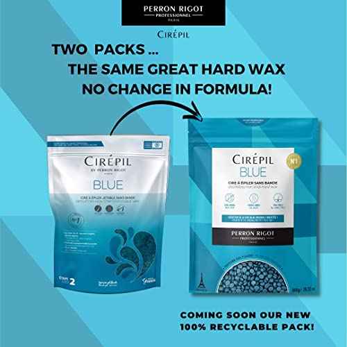 Cirepil - Blue - 400g - 14.11 oz Wax Beads Bag - All-Purpose, Unscented & No Strip Needed - Perfect for Sensitive Skin - Fluid Gel Texture, Easy Removal, Peel-Off Wax