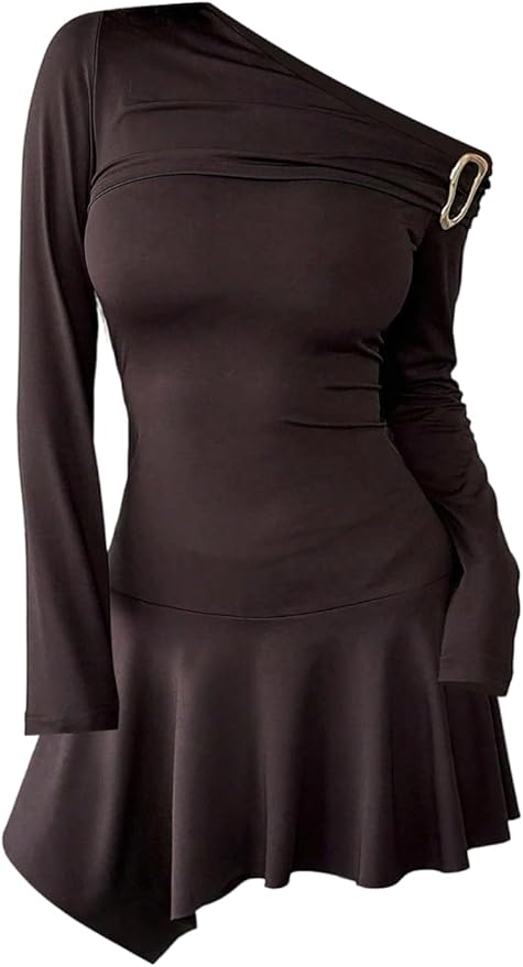 Verdusa Women's Western Off The Shoulder Dress Ruffle Mini Wedding Guest Dresses Festival Outfits