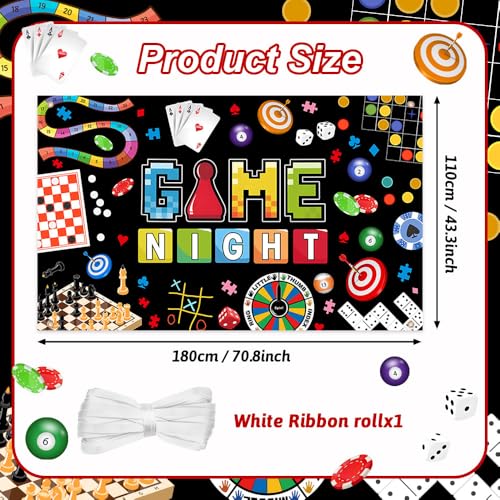 AIBIIN Game Night Backdrop Board Game Game Night Decorations Banner Card Game On Backdrop Party Supplies Banner Photo Boot...