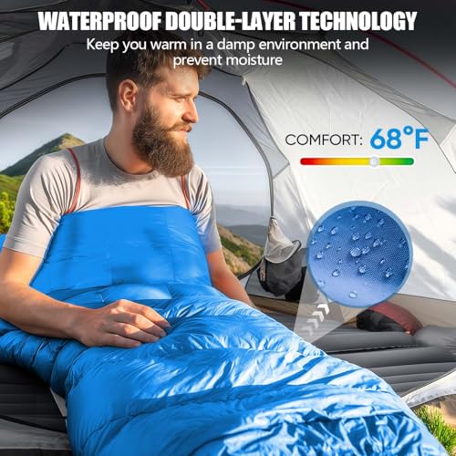 Camping Sleeping Bags for Adults Kids Waterproof Lightweight Sleeping Bag for Cold Weather or Warm Backpacking Hiking Moun...