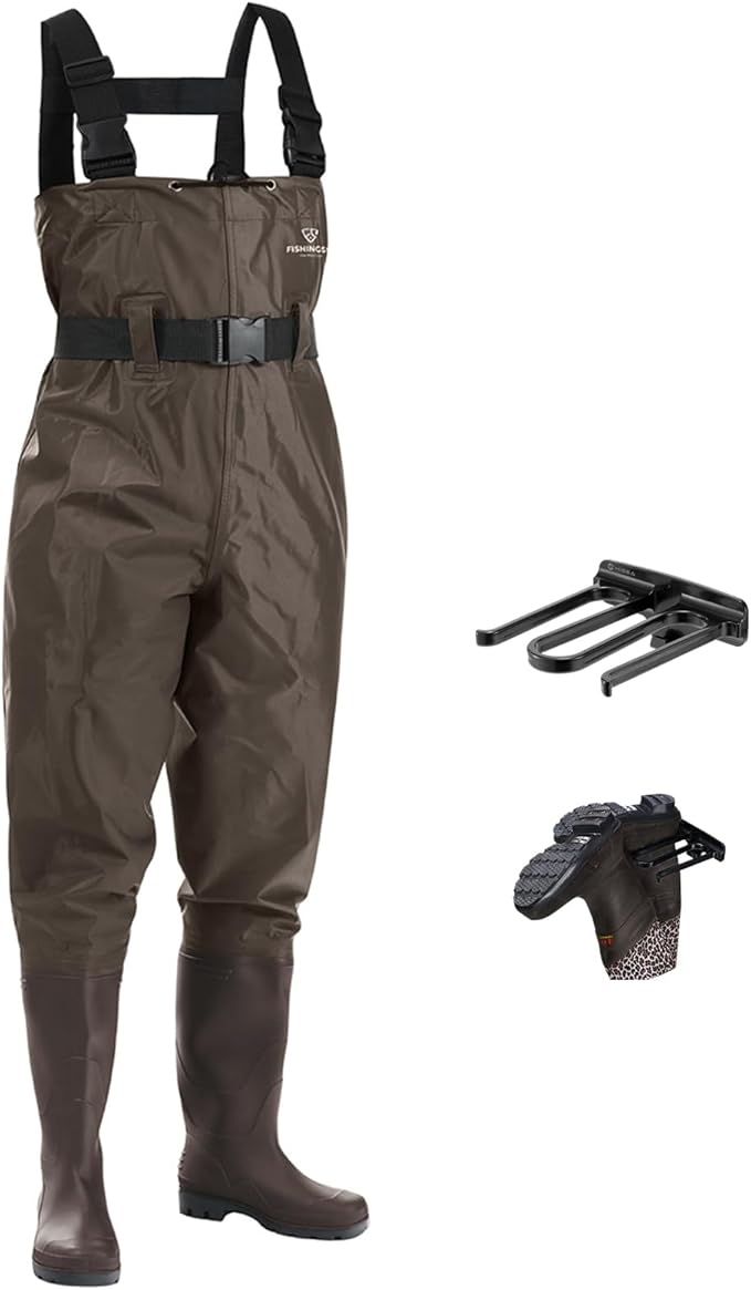 FISHINGSIR Fishing Waders for Men, 2-Ply Nylon/PVC Waterproof Women Chest Wader with Boots, Bootfoot Hunting Waders