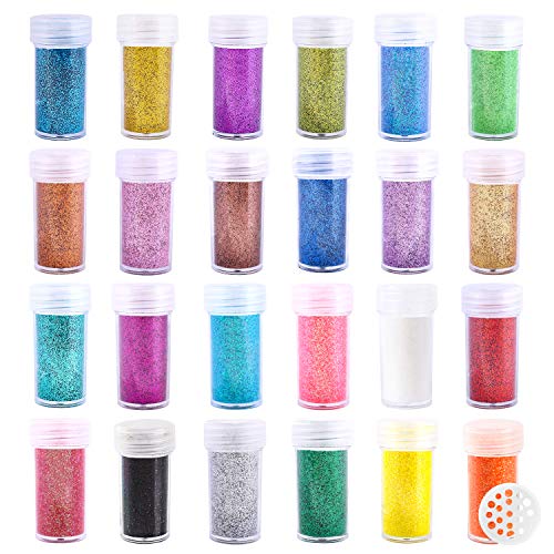 Extra Fine Glitter, Set of 24 Colors Nail Arts Face Hair Eye Lip Gloss Makeup Glitter, Slime,Tumbler and Epoxy Resin Craft...