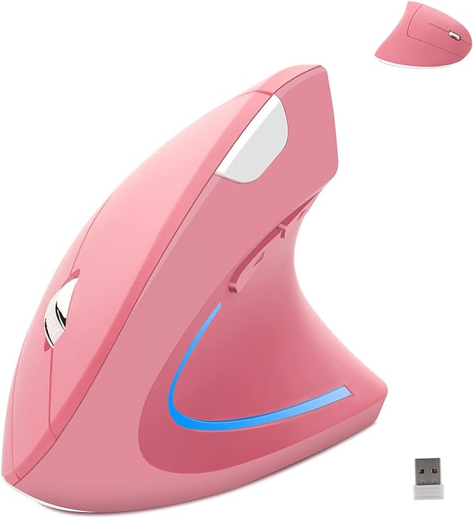 Wireless Mouse Ergonomic Vertical Ergo High Presion Optical Lightweight Cordless LED Light Large Cute Wireless Mouse for L...