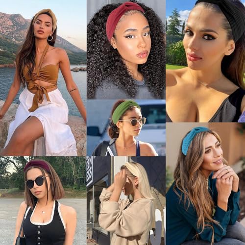 AHONEY 8 Pack Head Bands for Women's Hair Twist Headband Stretchy Workout Elastic Turban Headbands for Wigs Hair Bands Hai...