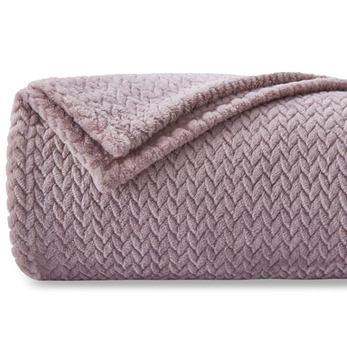 NEWCOSPLAY Super Soft Throw Blanket Light Purple Premium Silky Flannel Fleece Leaves Pattern Lightweight Bed Blanket All S...