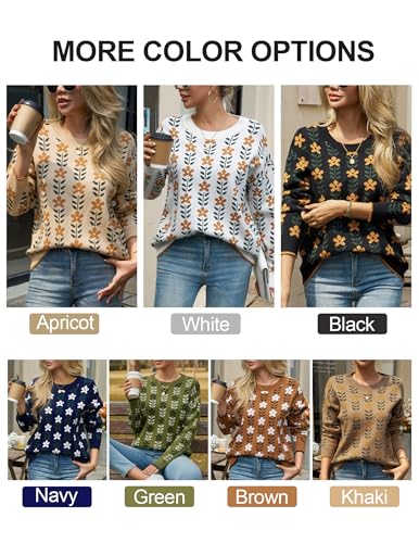 GraceSelect Women's Spring Pullover Sweater Long Sleeve Oversized Printed Cute Crewneck Knitted Top 2026 Trendy Fashion