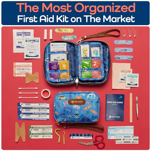 KeepGoing Travel First Aid Kit for Kids – 130 Pc. for Car, Home, Purse, Diaper Bag & Backpack with Latex-Free Bandages - M...
