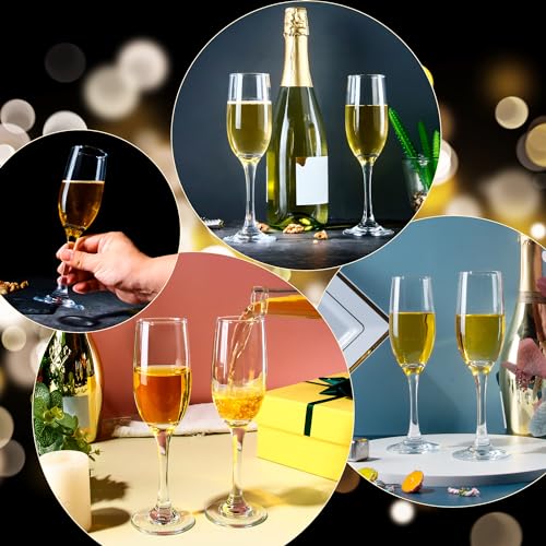 CZUMJJ Elegant Champagne Glasses Set of 16, Long Stem Glass Champagne Flutes for Mimosa, Sparking Wine, Wedding, Party - 6...