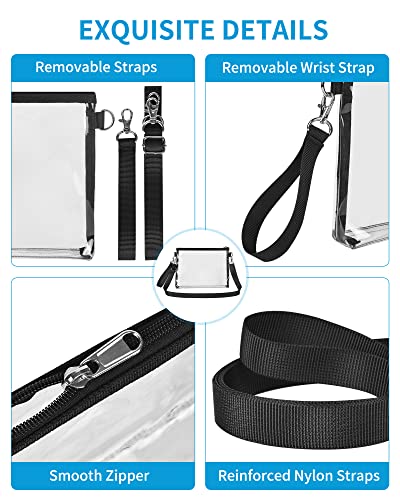 Bagenius Clear Purse Stadium Approved, Clear Bag with Removable Straps, Coin Purse for Work Stadium Events and Concert