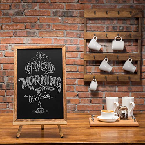MyGift 18-Inch Burnt Wood Erasble Chalkboard Sign with A-Frame Easel Stand, Tabletop Menu Board, Wedding and Events Chalbo...