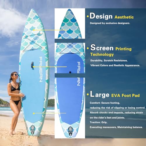 Inflatable Paddle Board,Extra Wide 10.6'/11' Stand Up Paddle Board with Sup Accessories,400lbs Capacity for Family with Sa...