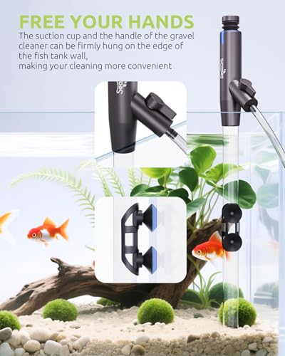 Aquarium Vacuum Gravel Cleaner Adjustable, Aquariums Siphon Fish Tank Cleaner, Manual Python Water Changer with Air Push B...