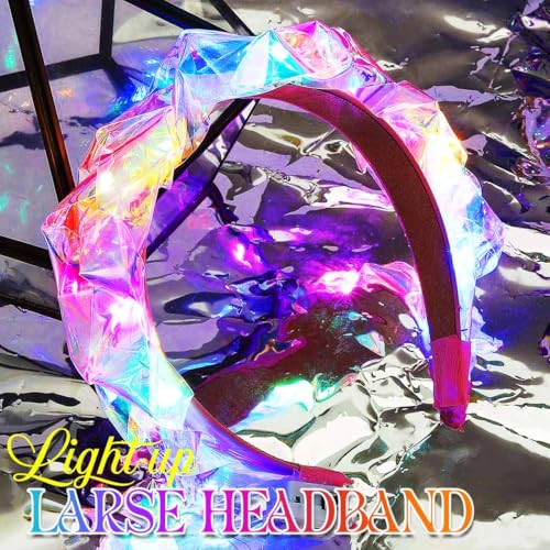 GORTIN Light up Headband LED Neon Headpiece Mardi Gras Rave Costume Hair Accessories for Women