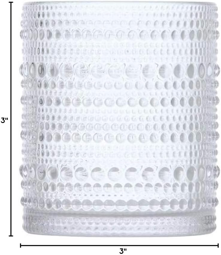 Fortessa Jupiter Beaded Hobnail Glass, 10 Ounce Double Old Fashioned (Set of 6), Clear