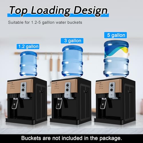 Top Loading Water Dispenser, 110V 575W Desktop Electric Water Dispenser Hot and Cold Water Cooler Efficient Cooling & Heat...