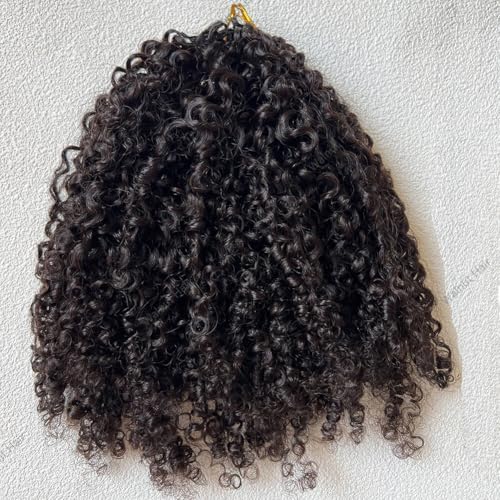 Knotless Pre Separated Crochet Human Hair Extensions Afro Kinky Curly Mongolian Virgin Braiding Hair Invisible Pre Looped Feather Braids Bundles For Black Women Walnut Hair 18inch 60g