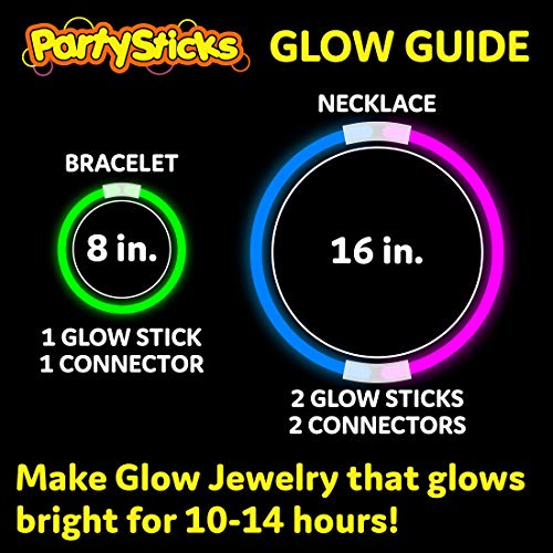 PartySticks Glow Sticks Party Supplies 100pk - 8 Inch Glow in the Dark Light Up Sticks Party Favors, Glow Party Decoration...