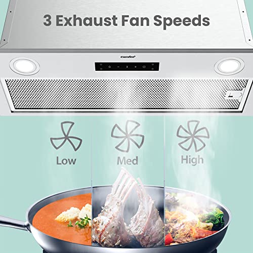 Comfee' Range Hood 27 inch, Built-in/Insert Vent Hood 450 CFM, 3 Speed Gesture Sensing & Touch Control Panel Stainless Ste...