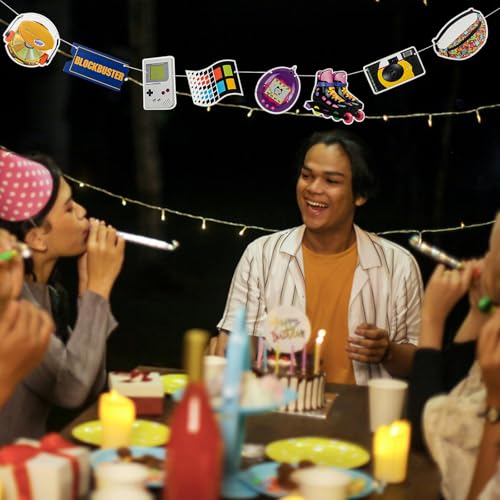 UOREND 90s Party Banner - 2000s Theme - 90s Party Decorations - Throwback 1990s Birthday Decorations Supplies - Back To Th...