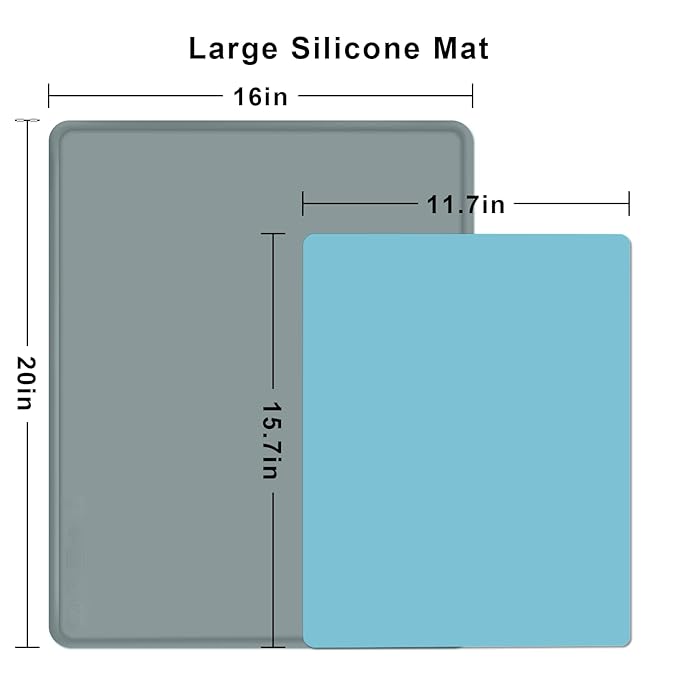 Large Silicone Mat 6 Pack, 20"x16" Silicone Craft Mats for Resin Jewelry Casting Molds, Food Grade Silicone Sheet with Raised Edge, Nonstick Waterproof, Dark Grey