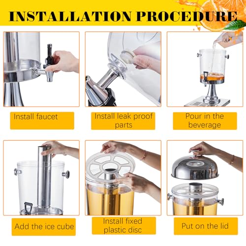 Gisafai 2 Pcs 2 Gallon Drink Dispensers for Parties, Beverage Dispenser with Stand, Stainless Steel Hot Cold Juice Dispens...