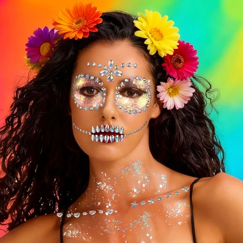 YGDZ Glow in The Dark Body Glitter, Face Glitter Gel, Mermaid Face Gems Kit, Hair Glitter Jewels for Makeup, Festival Outf...
