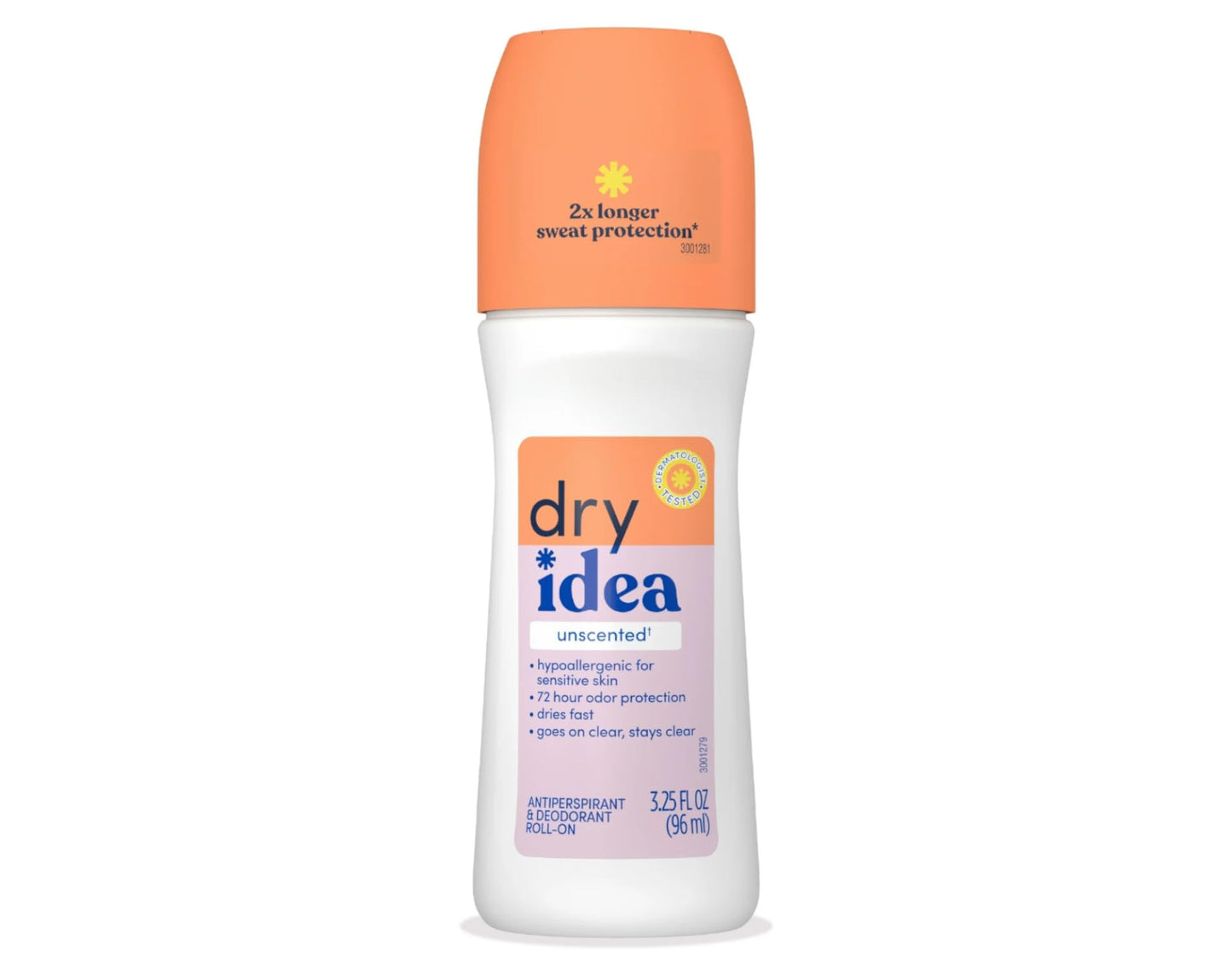 Dry Idea Anti-Perspirant Deodorant Roll-On Unscented 3.25 oz (Pack of 8)