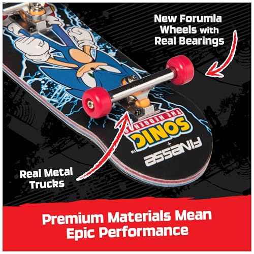 TECH DECK, Finesse X Sonic The Hedgehog Pro Series Finger Board with Storage Display, Built for Pros; Authentic Mini Skateboards, Kids Toys for Ages 6 and up