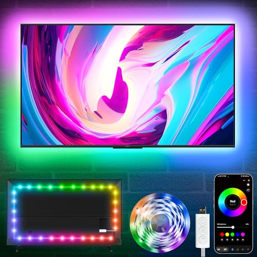KSIPZE LED Lights for TV, 16.5ft TV led Backlight for 45-75 Inch TVs RGB TV Backlight Behind Music Sync Smart APP & Button...