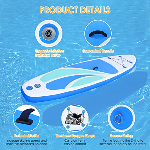 Inflatable Stand Up Paddle Board for Adult All Skill Levels- 10'4" Ultra-Light SUP Paddleboard with Durable Non-Slip Deck ...