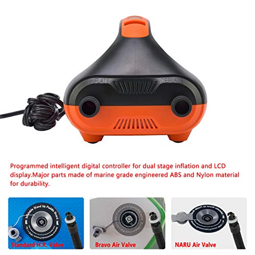 Tuomico 20PSI High Pressure SUP Electric Air Pump,Dual Stage Inflation Paddle Board Pump for Inflatable Stand Up Paddle Bo...