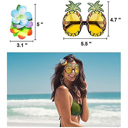 PHOGARY 7 Pack Hawaiian Flower Leaf Hula Skirt Costume Accessory Kit for Hawaii Luau Party