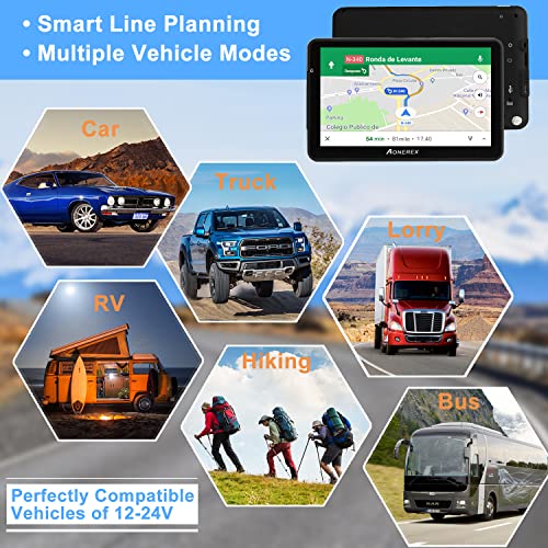 Aonerex GPS Navigation for Car Truck Navigator Latest Maps 7 Inch Touch Screen Vehicle GPS Commercial Trucker Navigation V...