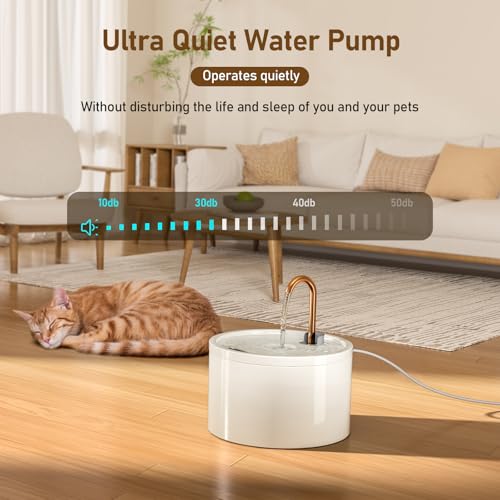 DOOOB Ceramic Cat Water Fountain, 2.1L/71oz Ceramic Cat Fountain, Automatic Ceramic Water Fountain for Cats, Pet Water Fou...
