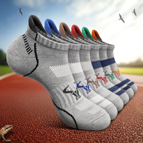 Men Running Socks 6Pairs-Ankle Athletic Socks Wicking Cushioned for Men Walking-Arch Compression Support