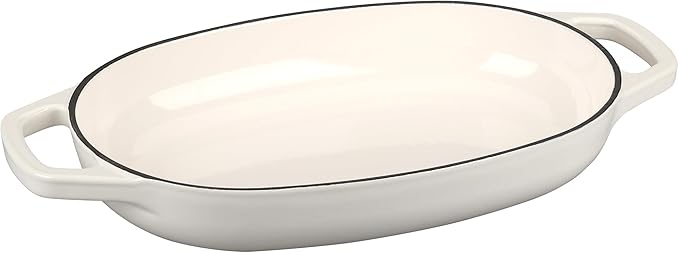Enameled Cast Iron Oval Dutch Oven Pot with Lid, Dutch Oven for Sourdough Bread Baking, Oval Bread Pan, Bread Oven, Bread Dutch Oven, 5qt, White