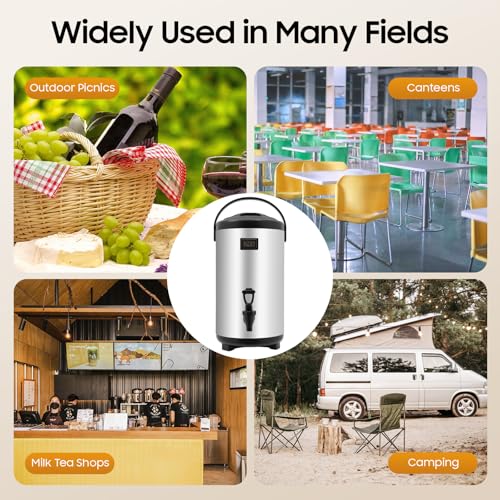 XEJMEOO Stainless Steel Insulated Beverage Dispenser, Insulated Thermal Hot and Cold Beverage Dispenser with Spigot 3.17Ga...