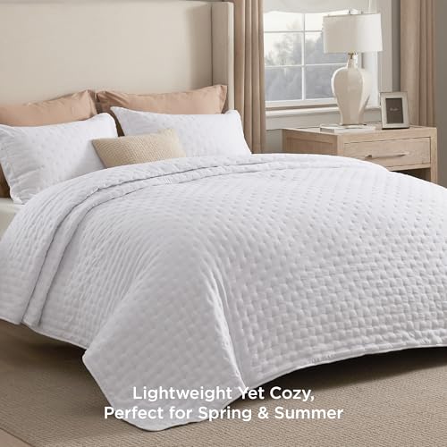 Bedsure Quilts Queen Size - Ultra Soft Quilt Bedding, White Bedspread Queen Size for Modern Bedroom, Lightweight All-Seaso...